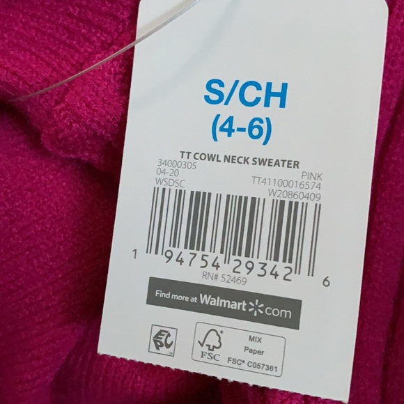 Time And Tru Women’s Pink Cowl Neck Sweater Size Small (4-6) - Picture 17 of 17